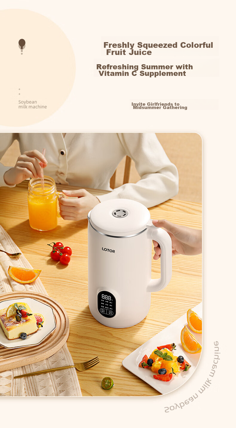 LOTOR High-Speed Blender Soy Milk Maker for Home Use, Automatic 4-5 Person Capacity, No Cooking Or Washing Required, Noise Reduction Juicer Machine for Grains And Complementary Food 11
