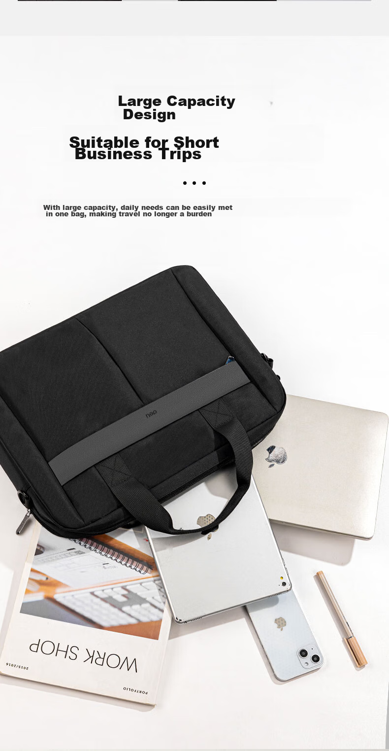 Deli (Deli) Business Travel Briefcase, Three-Layer Large Capacity Shoulder Crossbody Handheld Business Organizer Bag Can Hold 15.6-Inch Laptop Handbag, Black 3