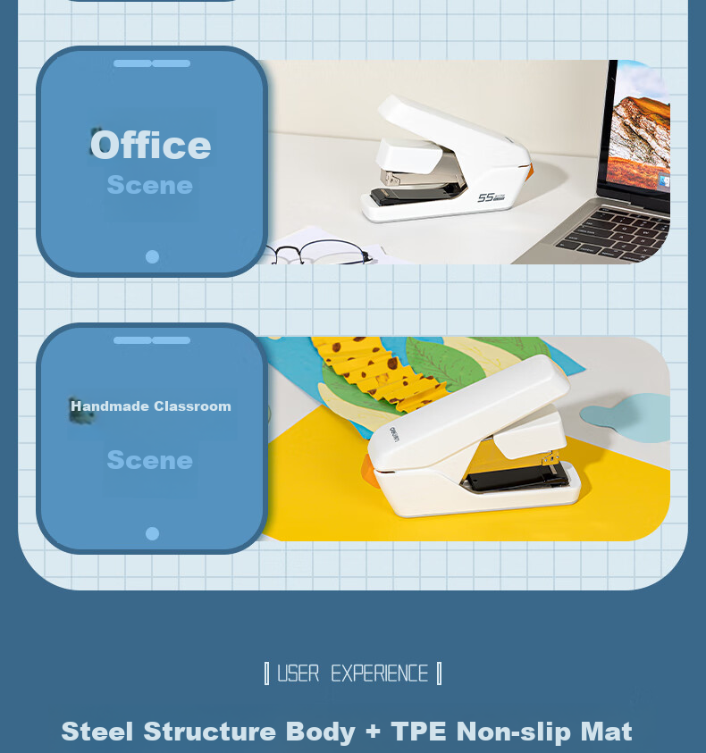Deli 55-Page Low-Effort Stapler, Small Size, Thick Flat Staples, Anti-Jamming, Efficient Pop-Up Staple Channel, Office Supplies, 0371S Black 7