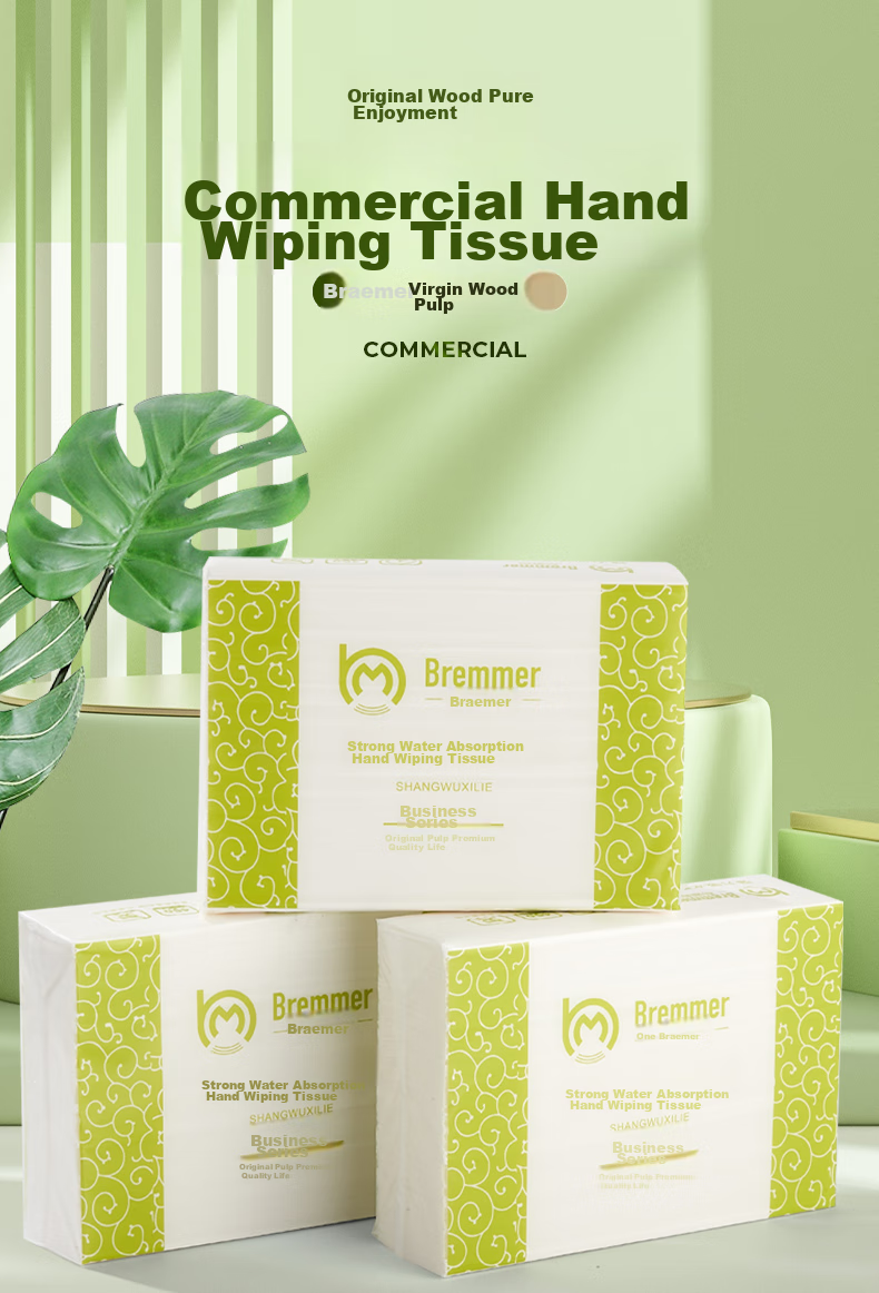 BREMMER Facial Tissues, 1-Ply, 160 Sheets*10 Packs, Large Size, Commercial Use, Hand Towels for Kitchen, Hotel, Bathroom, Dry Hand Paper, Whole Box 1