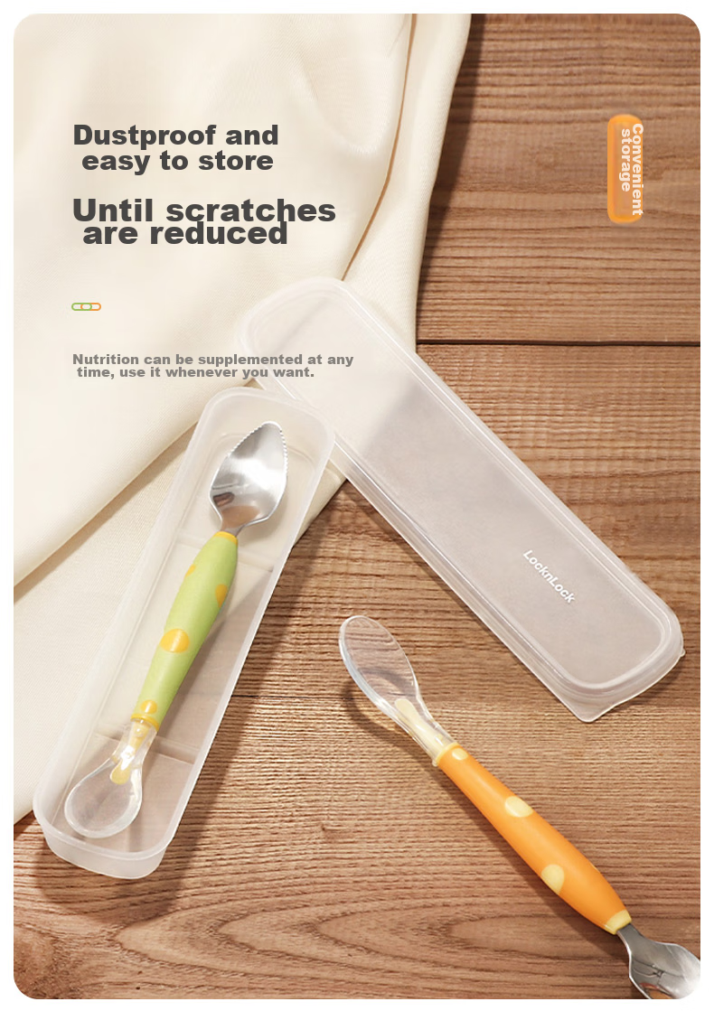 LOCK&LOCK Double-Ended Food Scraper Spoon for Children, Baby Fruit Puree Spoon, Silicone Soft Spoon for Toddlers, Newborn Fruit Spoo 8