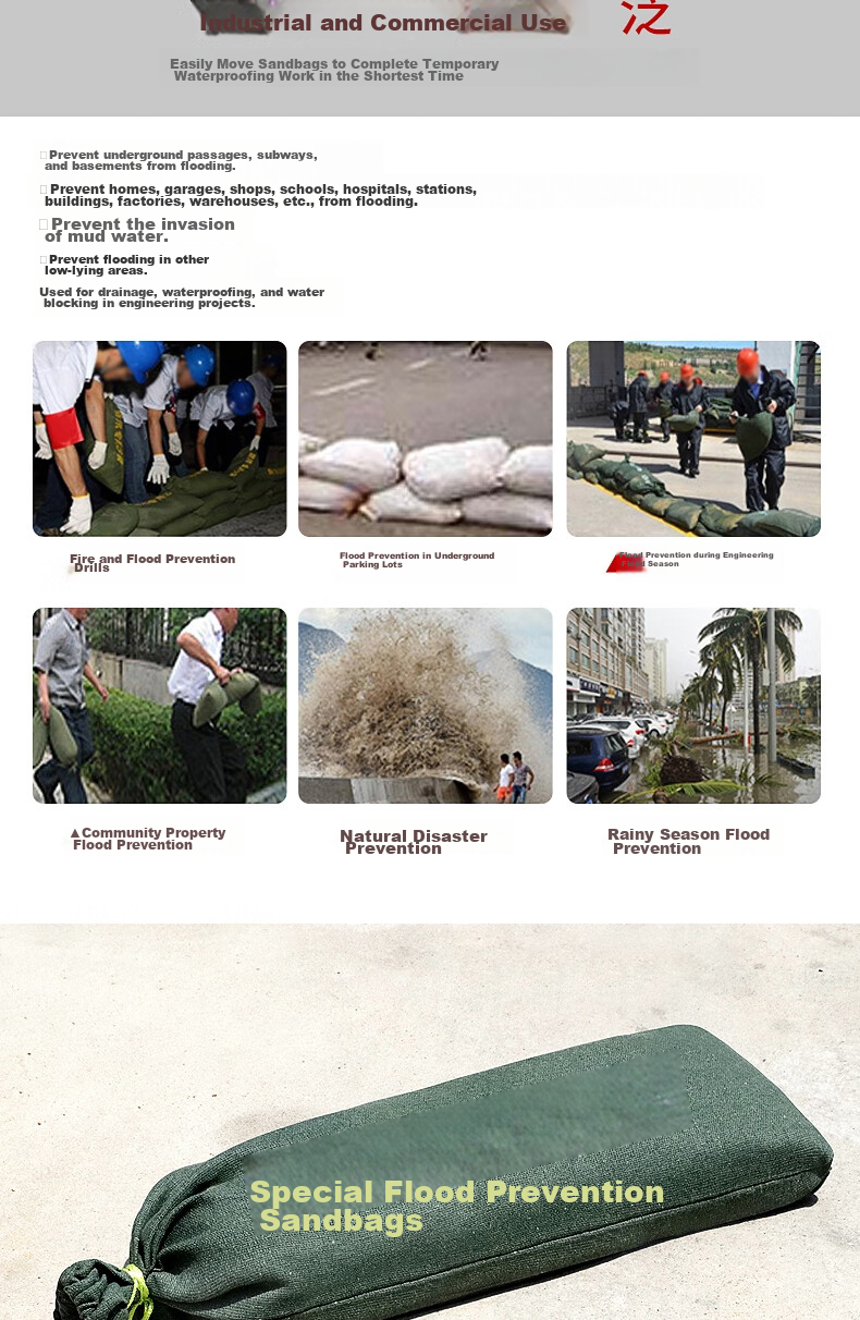 Dongxiao Flood Prevention Sandbags 50*25 without Sand, Pack of 10 with Drawstring, Waterproof Flood Control Canvas Bags for Basement Water Blocking 6