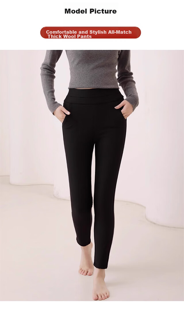LangSha Wool Thermal Pants for Women, Outdoor Wear, Winter, Extra Thick, Cold-Resistant, Knee Protection for Northeast China, Thick High-Waist Large Size Cotton Pants, Base Layer Pants 22