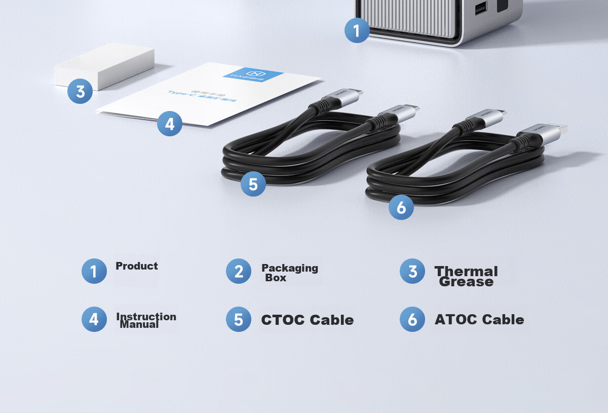 Hagibis Desktop Expansion Dock, Type-C Hub, USB Multi-Port Adapter, Hard Drive Enclosure, M.2 Thunderbolt 5/4 Compatible, Suitable for Apple Mac Laptops, HUB Splitter 31