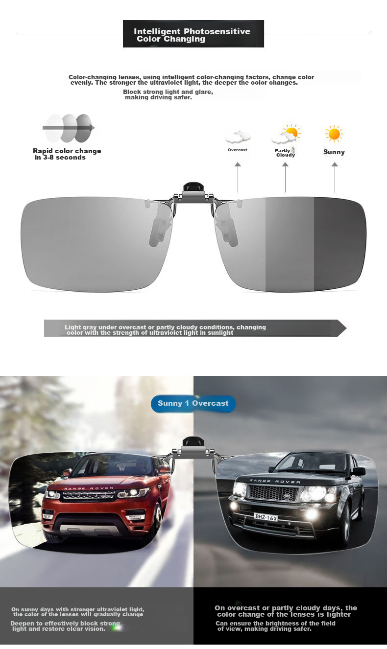 LESCA LUNETIER Clip-On Sunglasses for Nearsightedness, Polarized Photochromic Sunglasses for Men And Women, Driving-Specific Fishing Day And Night Dual-Use Lenses 2
