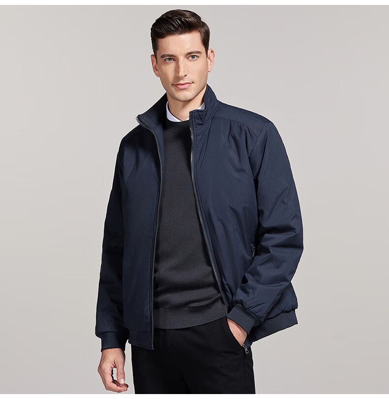 ROMON Men's Autumn Winter Business Casual Executive Cotton Padded Jacket Coat 36JM Black XL 9