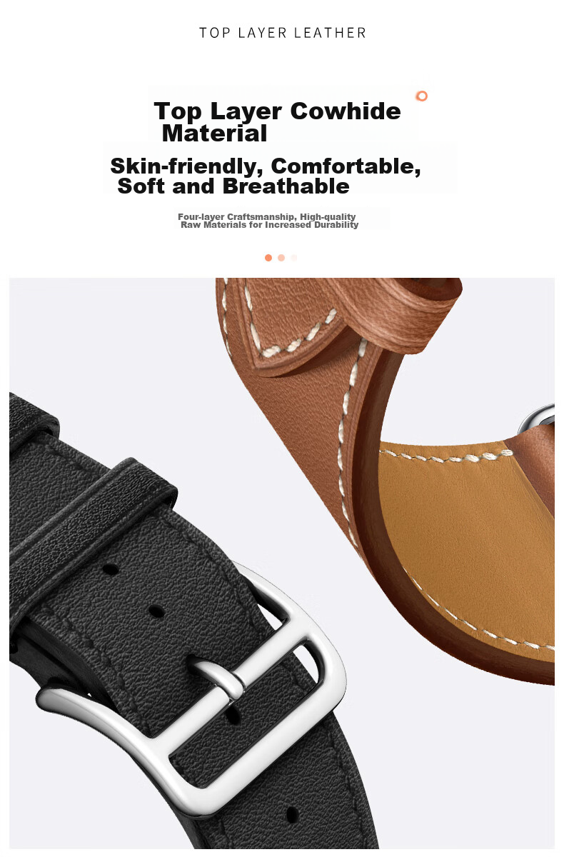 Weiqiantu [Genuine Leather Watch Strap] Compatible with Apple Watch Series 12/11, Genuine Leather Apple IWatch Series 12/11/10/9 Strap SE3/ultra4/3/2 for Men And Wome 3