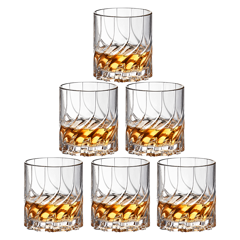 Circle Joy Thickened European Style Glass Whiskey Tumblers Set of 6