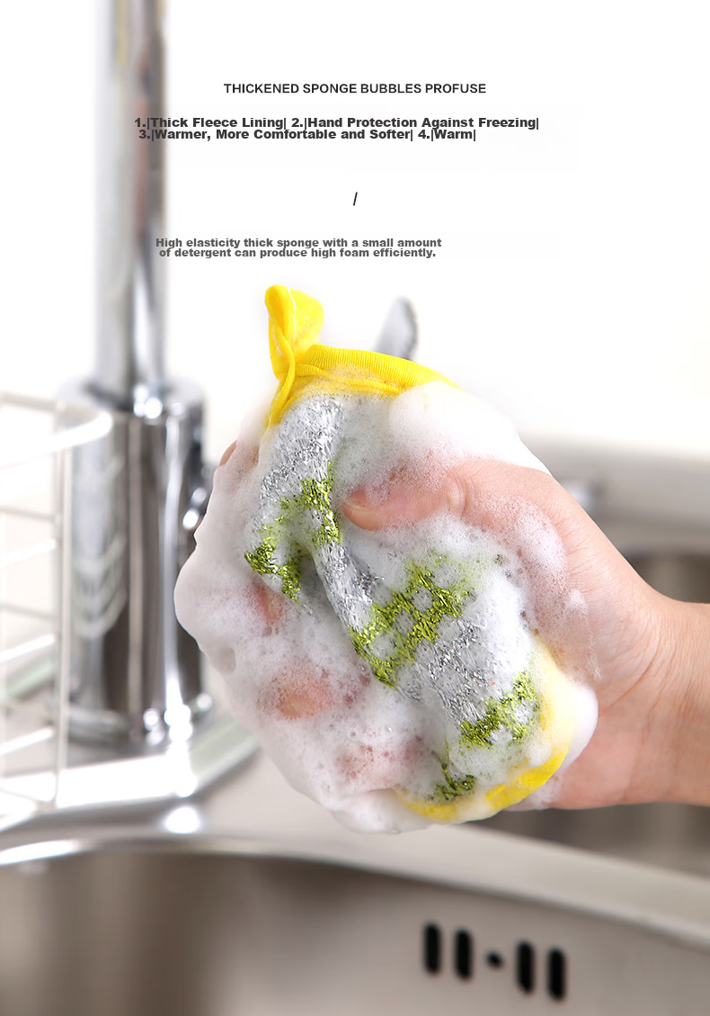 Zimeihua Dishwashing Sponge, Colored Striped Golden Thread Scouring Pad, 4-Pack Dishwashing Cloth Sponge, Oil-Removing Cloth 4