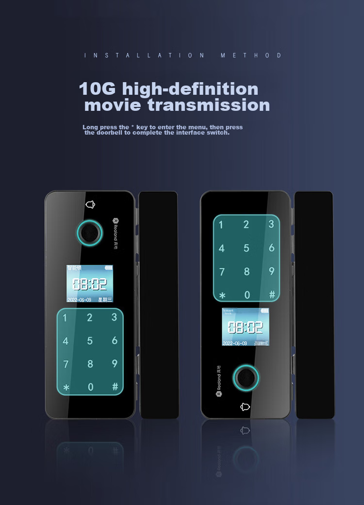 Realand Glass Door Fingerprint Lock, Access Control Smart Electronic Password Lock, Office Glass Door Lock, No Drilling Required, No Wiring Needed, Bluetooth Mini Program Attendance Lock, ZD-108 6