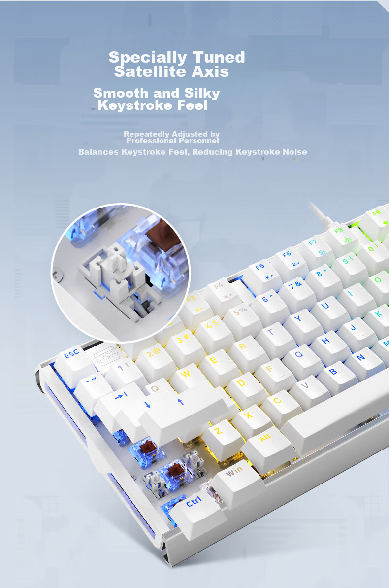 CHERRY MX3.1 Wired Mechanical Keyboard Gaming Keyboard with 108 Keys RGB Mixed Light Keyboard Compatible with WIN/MAC Alloy Shell White Backlit Brown Switch 10