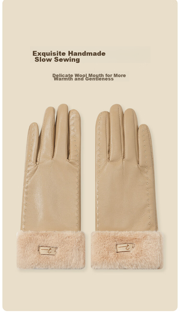 JIUMU Warm Leather Gloves for Women, Winter Thickened Fleece-Lined, for Cycling And Driving, Windproof And Cold-Resistant, Touchscreen Compatible Gloves 6