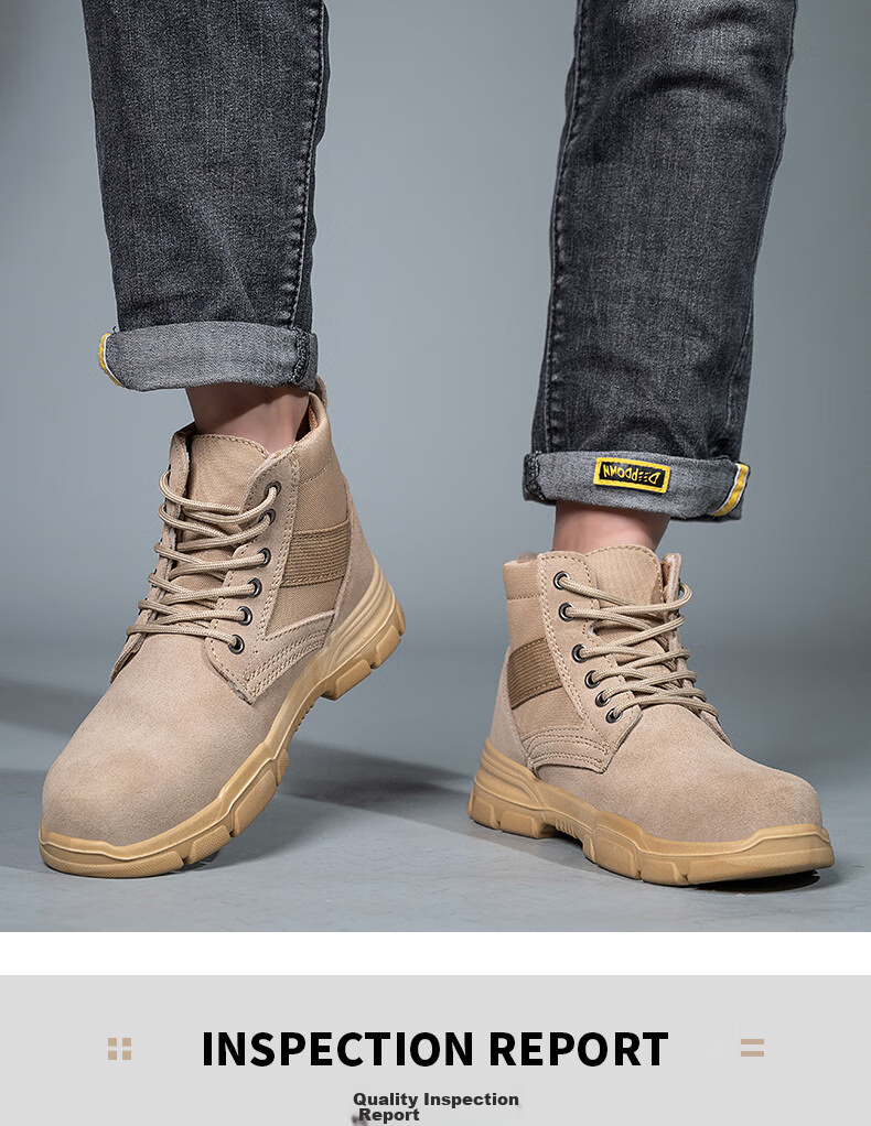 LAOGUANJIA Men's Safety Shoes with Steel Toe Cap, Anti-Smashing, Puncture-Resistant, Solid Sole, Wear-Resistant, Breathable, High-Top Protective Boots LA37 17