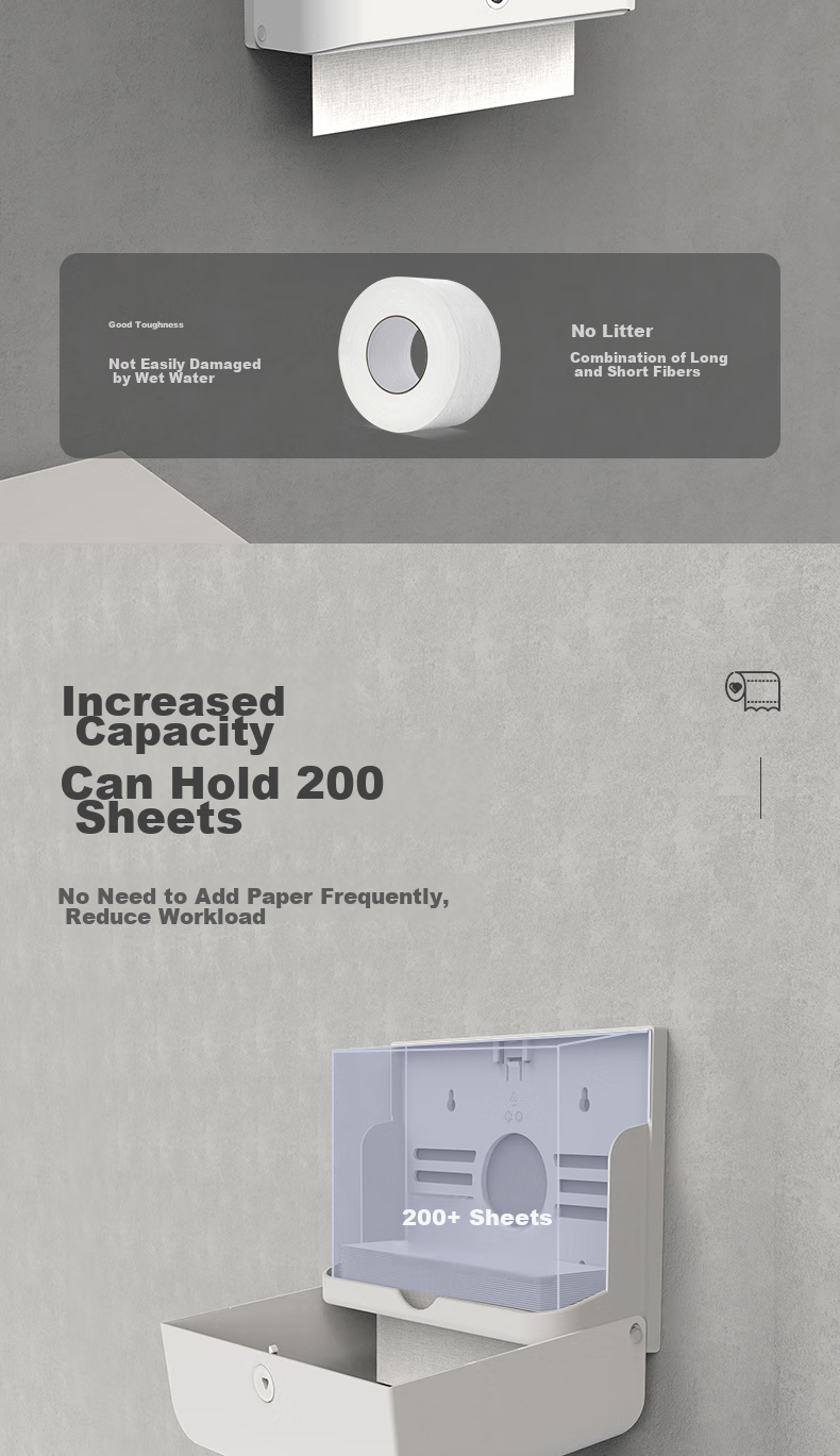 Interhasa! Wall-Mounted Toilet Paper Holder, Bathroom Tissue Dispenser, Washroom And Kitchen Paper Towel Box, No Drilling Required E6007 4