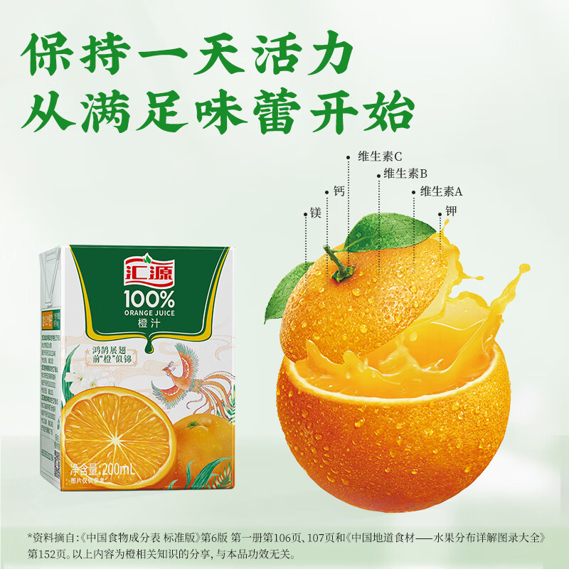 汇源100%橙汁整箱果汁健康饮料200ml*24盒囤货节日送礼宴请