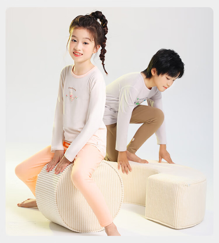 YUZHAOLIN Children's Thermal Underwear Set, Boys And Girls Cotton Pajamas Base Layer Autumn Clothes And Pants Set, Deer Pattern, Size 150 11