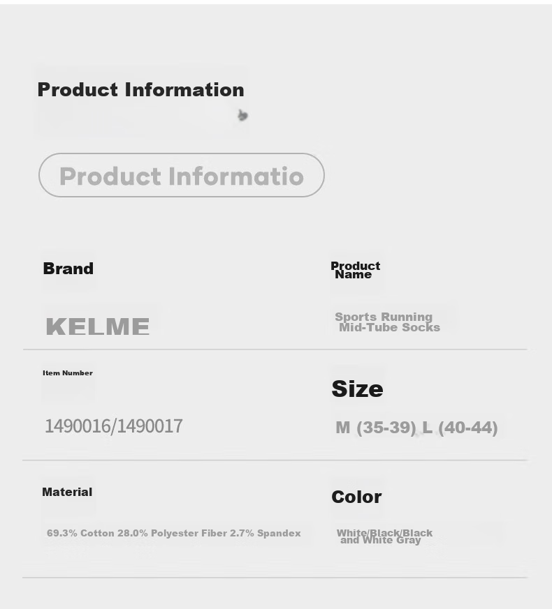 KELME Sports Socks (3 Pairs), Autumn And Winter Warm Sweat-Absorbing Mid-Calf Socks, for Basketball, Badminton, Running, Breathable Casual Socks 7