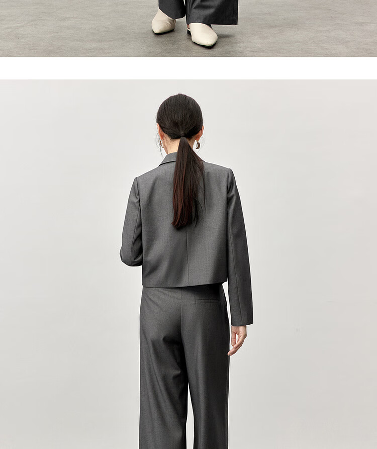 Sentubila Professional Interview Suit Set for Women, Spring And Autumn Style, Formal Wear, High-End Small Suit Outfit, Complete Set, Gray, S 18