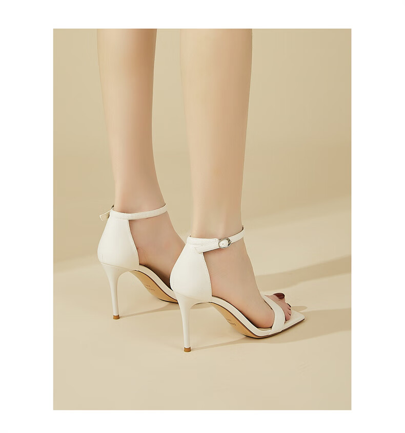 DAPHNE Thin Heel Sandals for Women, Summer French Style Elegant Versatile Outdoor Wear Ankle Strap High Heels Women's Shoes, Black, Size 34 10