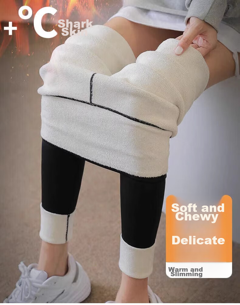 LangSha Shark Leggings for Women, Fleece-Lined, Autumn And Winter Lambswool Base Layer Pants, Tight-Fitting, High-Waisted, Tummy Control, Butt-Lifting, Thick And Warm Pants for Winter Wear 4