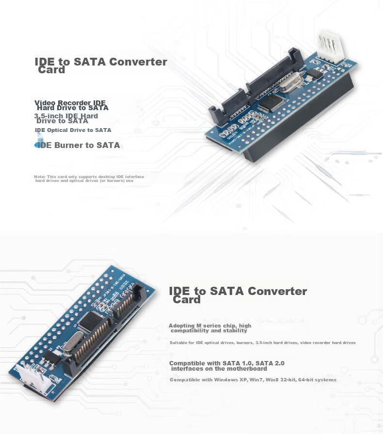 MOGE IDE to SATA 2.0 Adapter Card, MC3150, 3.5 IDE to SATA One-Way Expansion Card 2