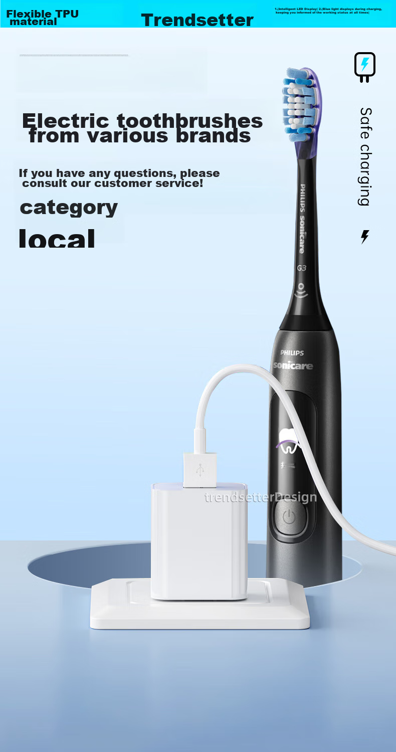 Trendsetter Electric Toothbrush Charger, 10W, Compatible with Xiaomi Mijia, Usmile, Huawei Libo De, Midea, Mengya Jia, JD Original, 5V2A Charging Head And Charging Cable Set 4