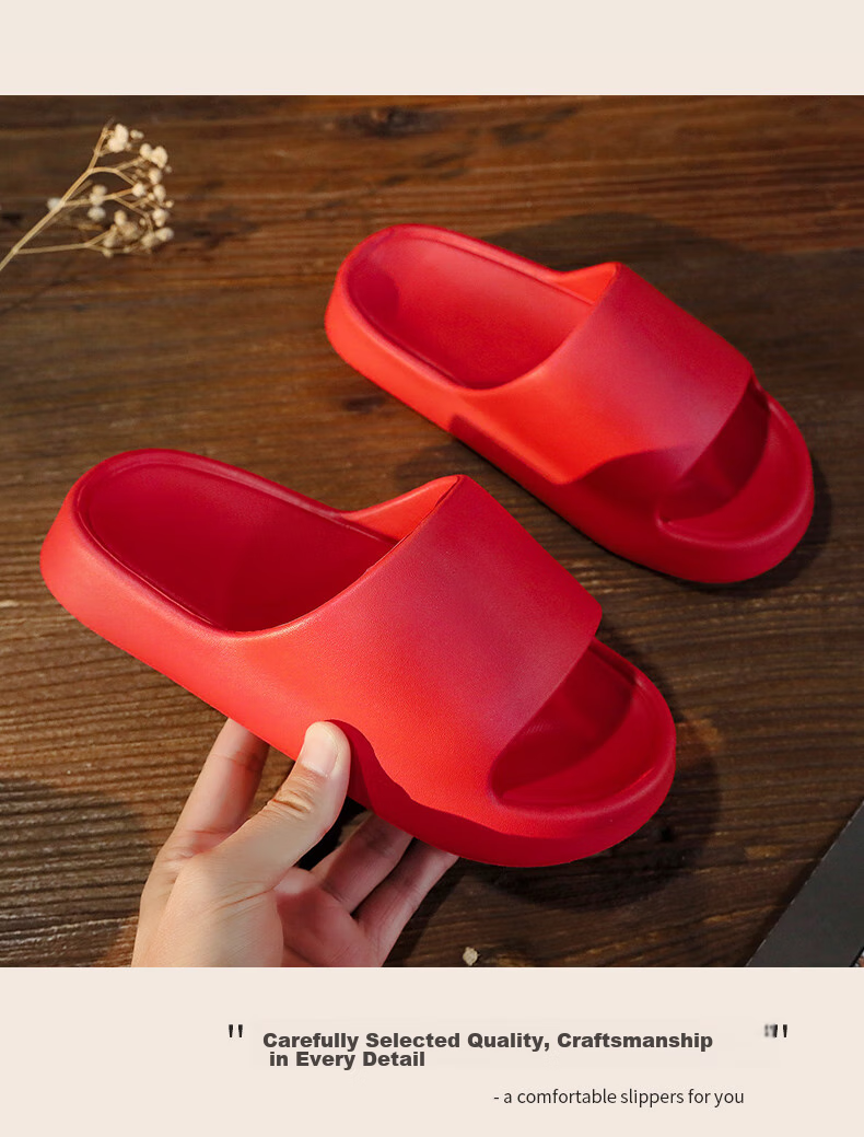 GUOLUOFEI Wedding Slippers with Squatting Feel, EVA Material, for Men And Women, Summer Red Color, Festive, Zodiac Year, High-End Dowry, Red, Size 38-39 10