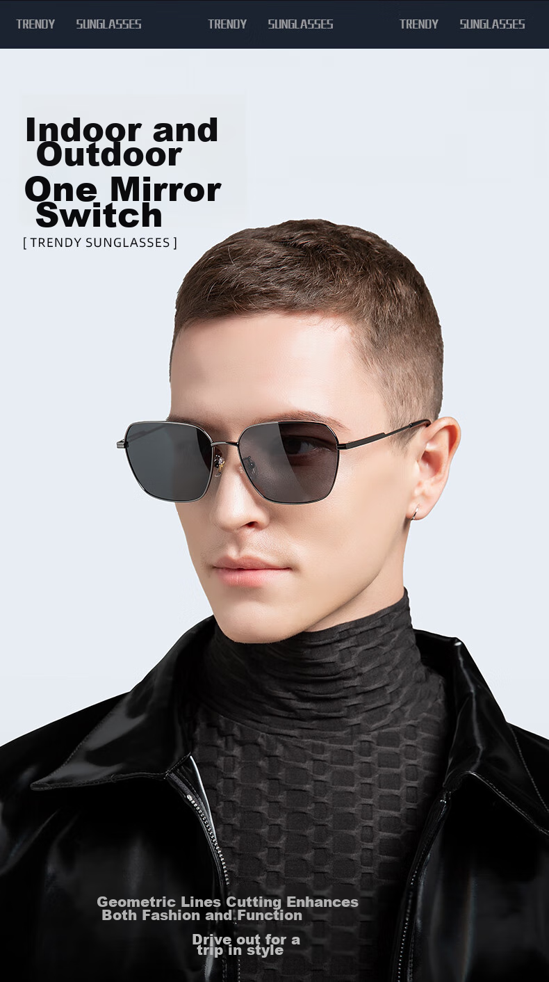 CAPONI Photochromic Polarized Sunglasses for Men, Driving Glasses, Day And Night Use, UV Protection, Sun Protection, Fashionable 2