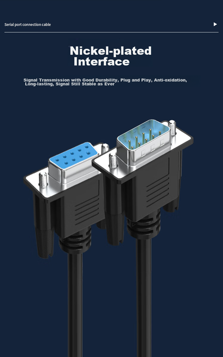 Fengyingzi RS232 Serial Port Male to Female Cable, DB9(Male)/DB9(Female), COM Cable, Male to Female Extension Cable, Straight-Through Cable, Black, 0.5 Meter, FYZ-WK11C 8