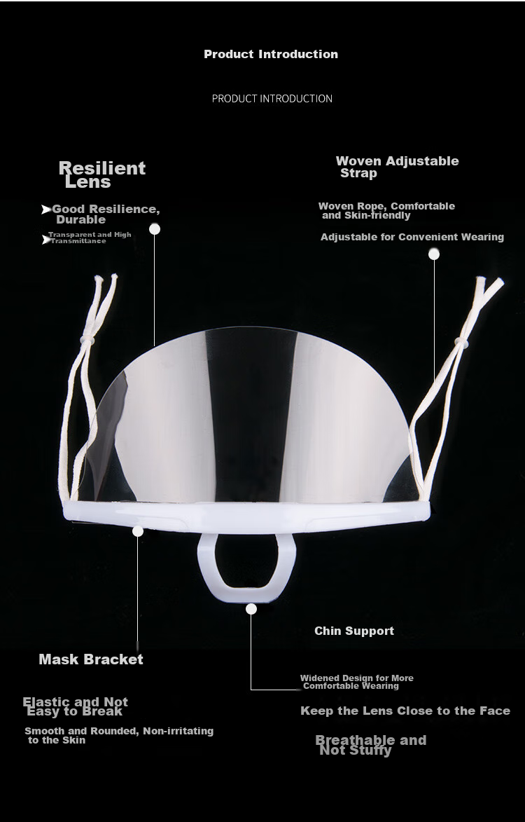 Ams Transparent Food Service Masks, Double-Sided Anti-Fog Food-Grade Material, 50 Pieces, Anti-Droplet Smile Kitchen Chef Hotel Restaurant Canteen Hygiene Special Disposable Plastic Masks 3