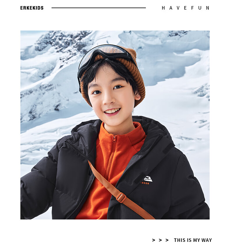 ERKE Kids Boys and Girls Warm Winter Windproof Long Down Jacket Black 130 7