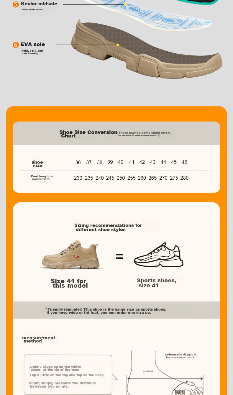 JUNBU Safety Shoes for Men, Steel Toe Cap, Anti-Smashing And Anti-Puncture, Ultra-Light Soft Sole, Comfortable Construction Site Safety Work Shoes 1115F Size 42 9