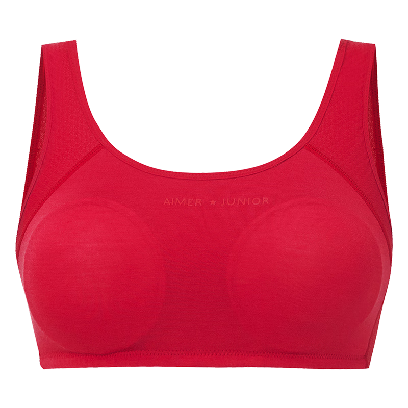 AIMER JUNIOR Developmental Bra Red Edition New Year Antibacterial Milk Skin Girl Vest Stage 2 Size 160