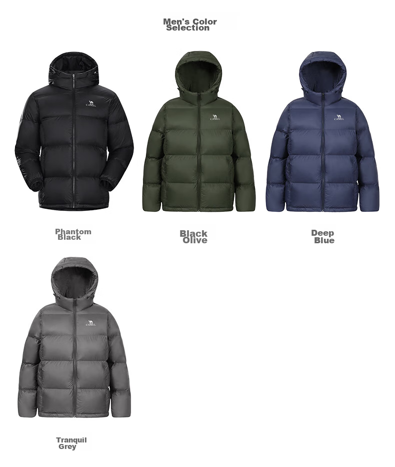 CAMEL [Hug] Winter Outdoor Water-Resistant down Jacket, 600 Fill Power, Unisex Thick Hooded Warm Puffer Coat 25