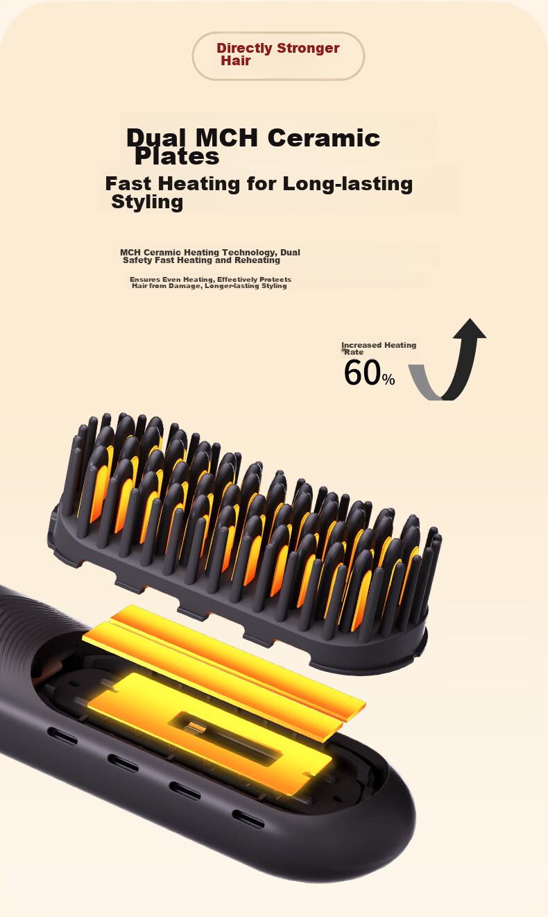 UBelle [Mid-Autumn Festival Gift] Cold Wind Wireless Straight Hair Brush, Negative Ion Hair Care, Non-Damaging Straightening Iron, Portable One-Comb Instant Smoothness, High Crown Frizz Improvement, Birthday Gift for Girlfriend 8