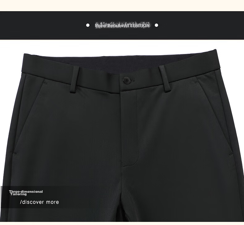 ROMON [Wrinkle-Free, Easy-Care] Men's Dress Pants, High-Waist Business Trousers, Casual Straight-Leg Pants 19