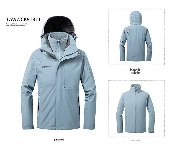 TOREAD Women's Outdoor Three-In Fleece Jacket, Detachable Two-Piece Set, Windproof, Warm Mountaineering Suit, Cold-Resistant Coat 53