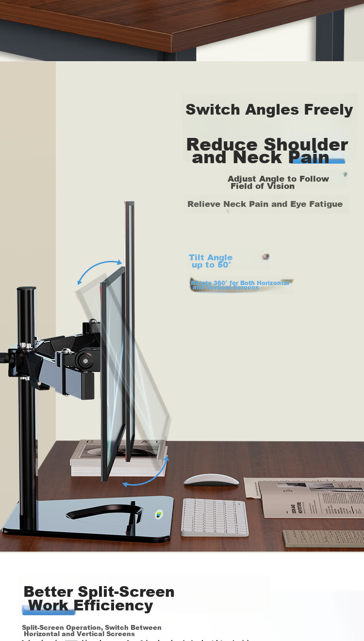 KALOC Monitor Stand, Universal Adjustable Height Stand without Drilling, Desktop LCD Monitor Mount DZ220-T 3