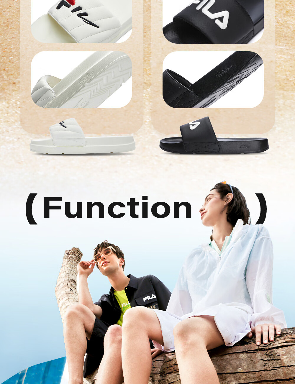 FILA Drift Boat 1 Men's Retro Slide Sandals Summer Casual Beach Shoes 4