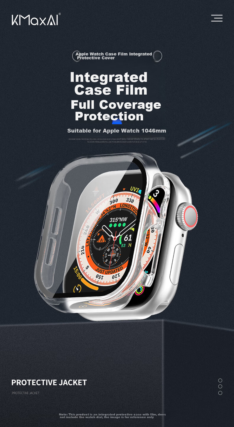 KMaxAI Compatible with Apple Watch S11 Protective Case, Tempered Glass Screen Protector, Integrated Case And Film for Apple Watch S10, IWatch S11 Protective Cover, 46mm, Black 1