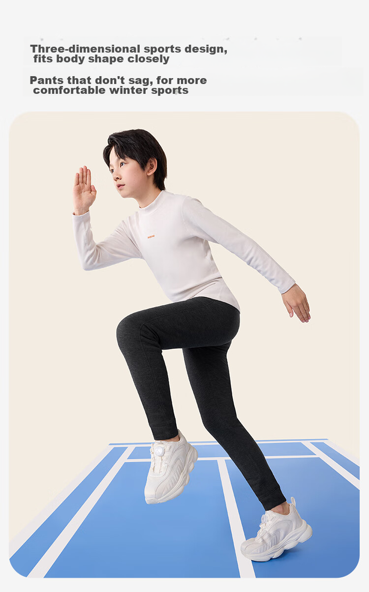 Jiusuiban down Knee Pads, Children's Thermal Pants, Boys' Autumn And Winter Double-Layer Antibacterial Thick Cotton Pants, Youth School Uniform Base Layer Pants 9