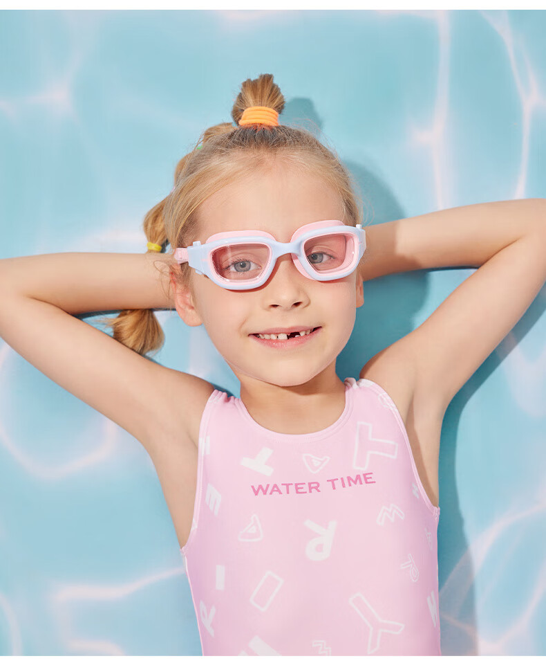 WATERTIME / Shuichuan Children's Swimming Goggles for Boys And Girls, Large Frame Waterproof Anti-Fog HD Professional Swim Glasses, Sky Blue 14