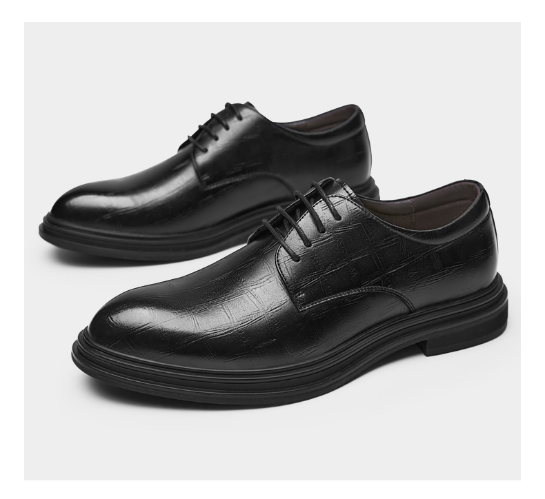 MEXICAN Leather Shoes for Men, Formal Dress Shoes, Business Casual Shoes for Men, 72014 Striped Black, Size 43 4