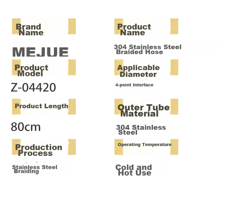 MEJUE Stainless Steel Braided Flexible Hose for Inlet Water Supply to Sink And Bathtub, Hot And Cold Water Hose, 100cm*2 Pieces Z-04421 12