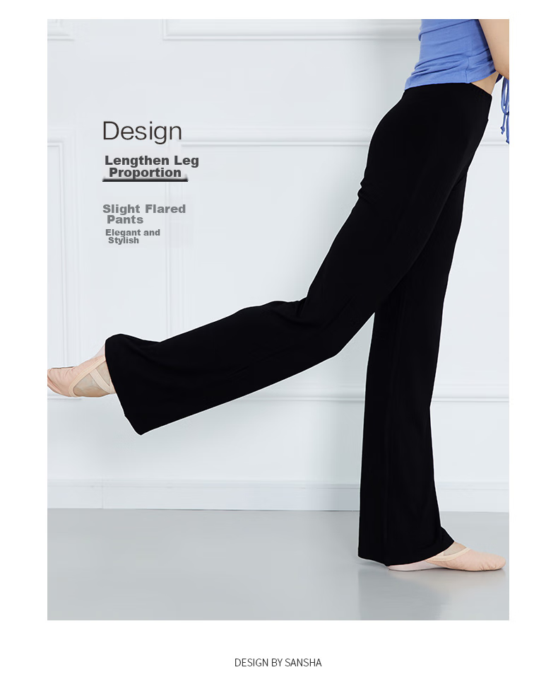 Sansha High-Waisted Loose Wide-Leg Pants for Modern Classical Dance Practice, Teacher's Body Shaping, And Ethnic Costume, Black, XL 7