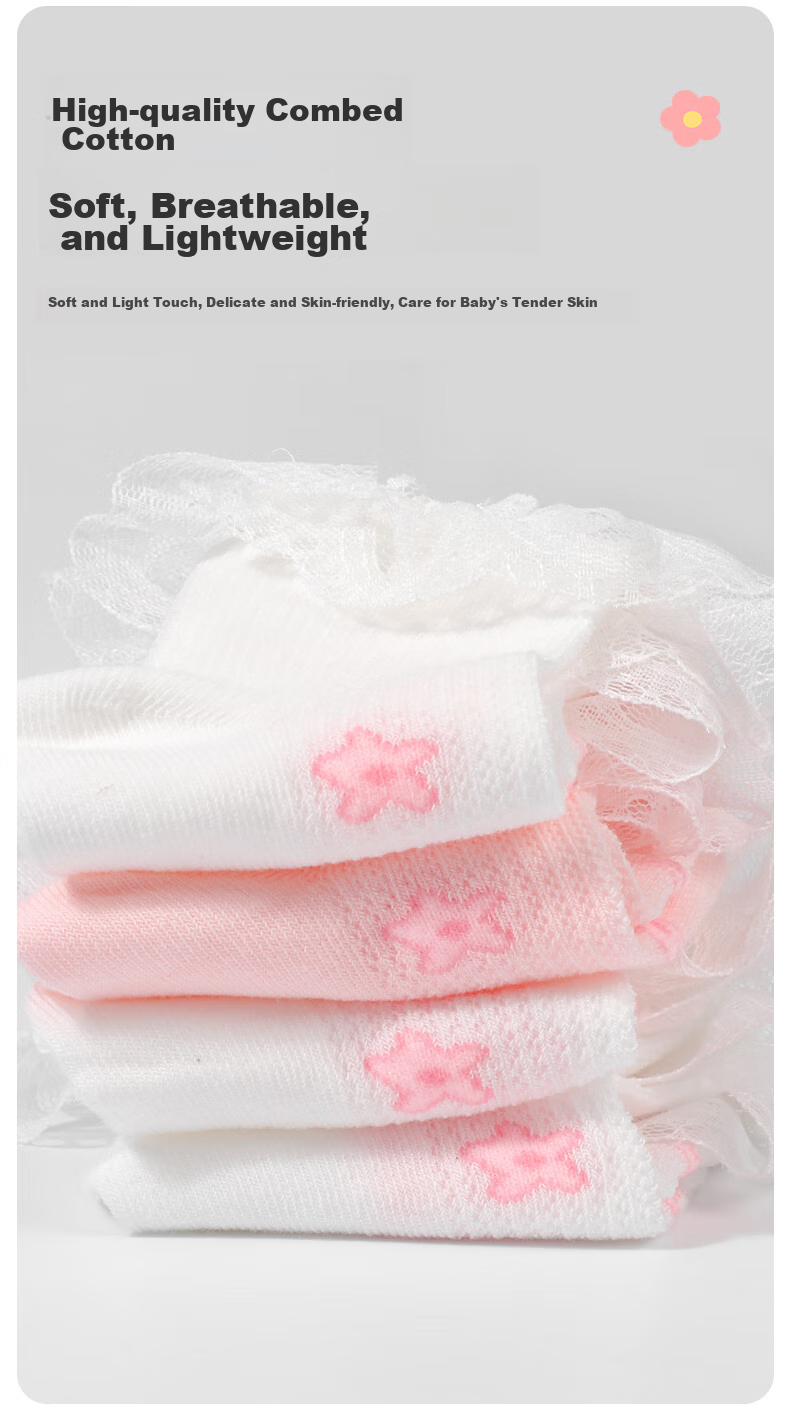 Barbie Girls' Socks, Thin Spring And Autumn Style, Children's Cotton Socks, Cute White Lace Short Socks for Baby Girls, Mesh Socks for Girls 3