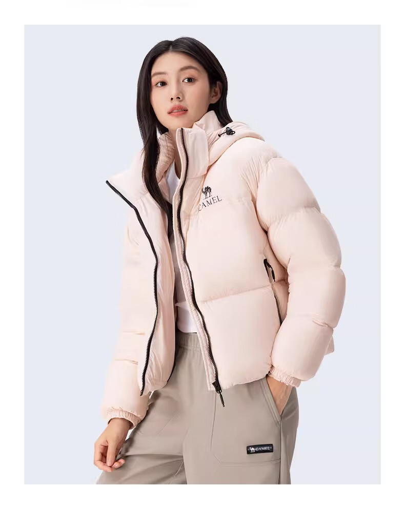 CAMEL [Black Diamond Series] Women's Short Outdoor down Jacket, Ladies' Thickened Warm Hooded Puffer down Coat 28