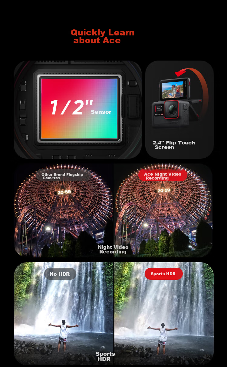 Yingshi Insta360 Ace Pro Action Camera, Leica Color, Anti-Shake Cycling Vlog, Sports Camera for Motorcycle Riding, Outdoor Travel And Diving 3