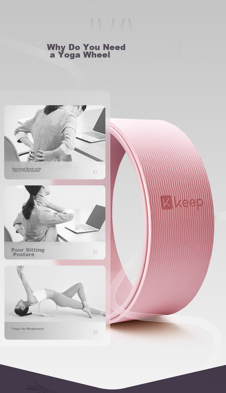 Keep Yoga Wheel, Beginner's Backbend Yoga Ring, Fitness Pilates Circle for Back Opening, High Stability Support, Pink/gray 3