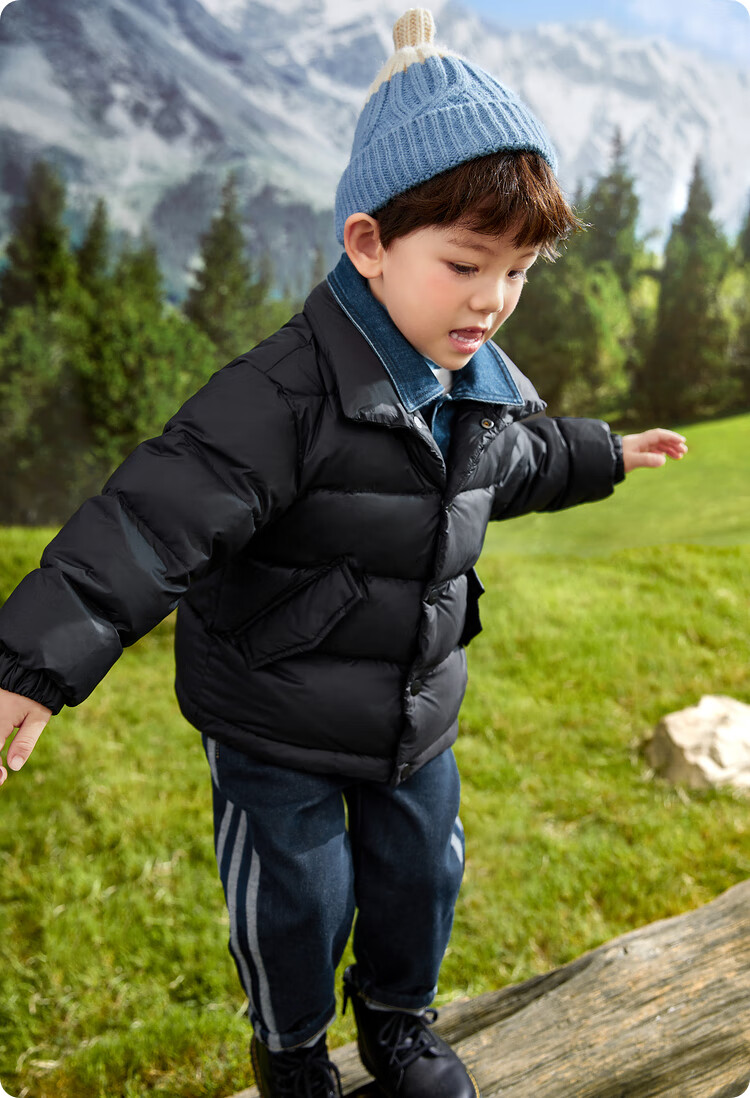 BALABALA Children's down Jacket, Boys And Girls Winter Coat, Patchwork Outerwear, Triple Protection, Warm Top, Versatile 7